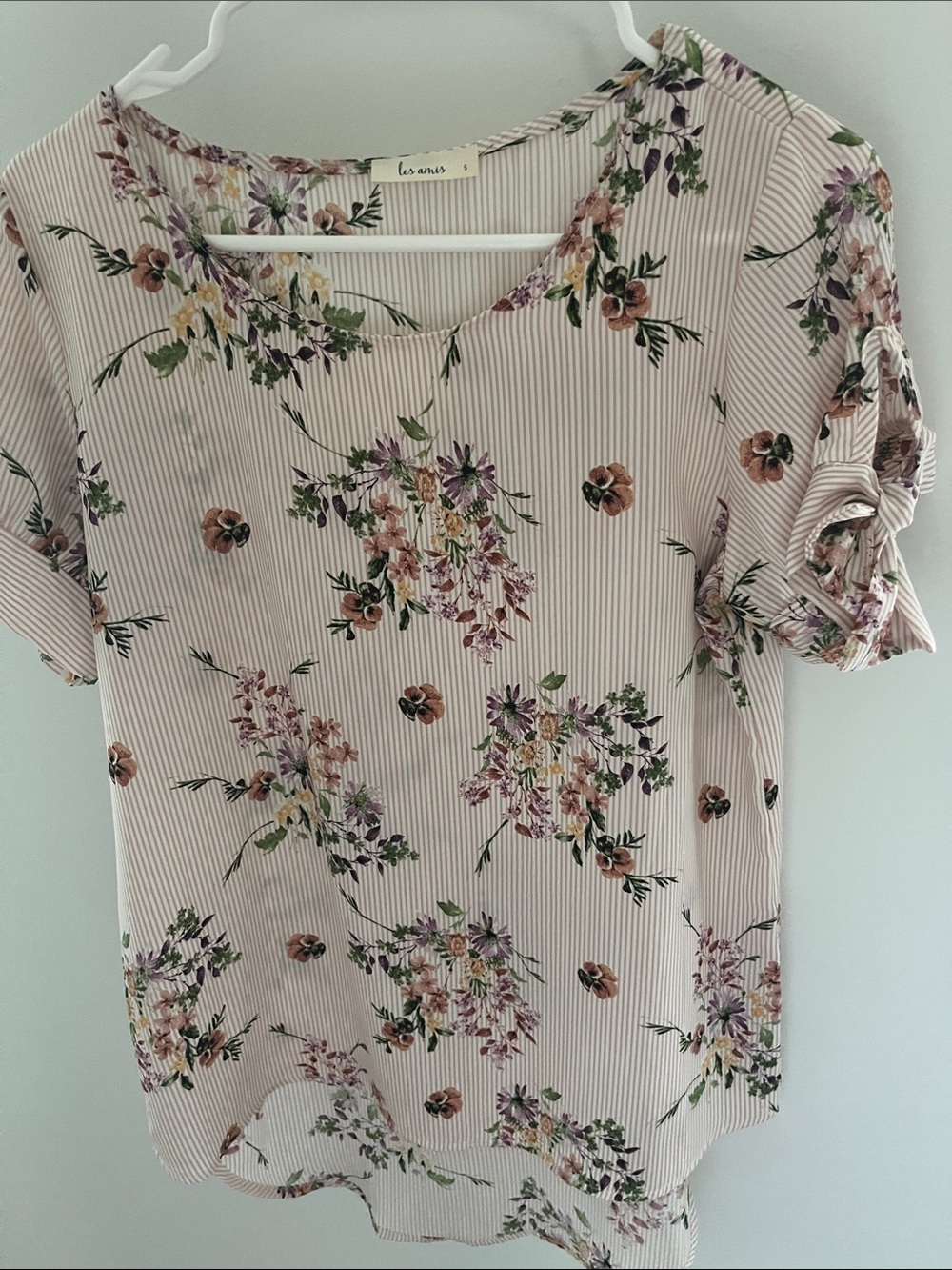 Pink Floral Short Sleeve Blouse